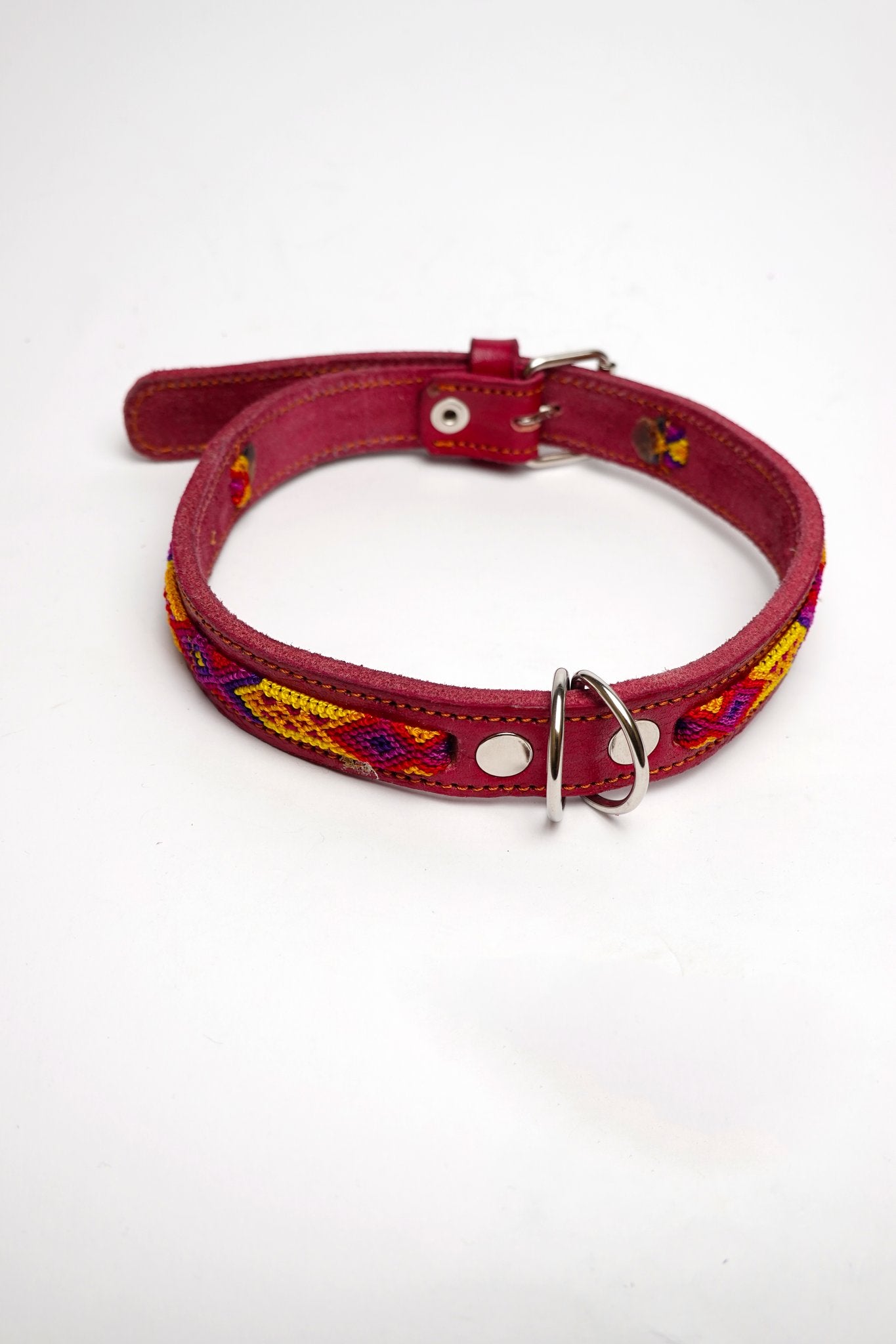 Bonheur - Collare Cane Midi - 55cm – collare per cani in pelle artigianale messicana fatto a mano